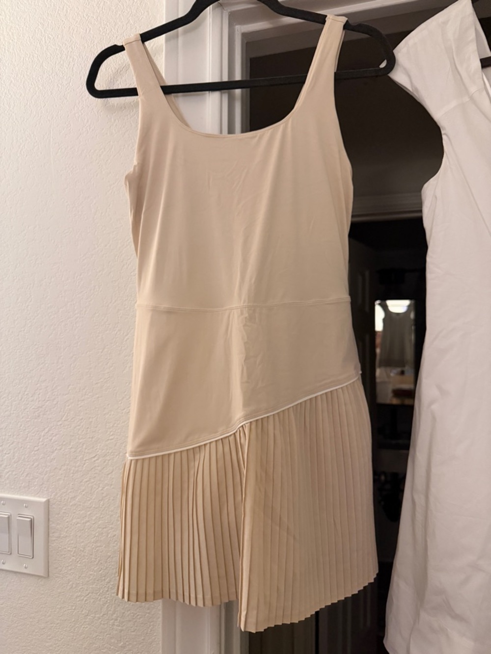 JoyLab Cream Pleated Tank Dress